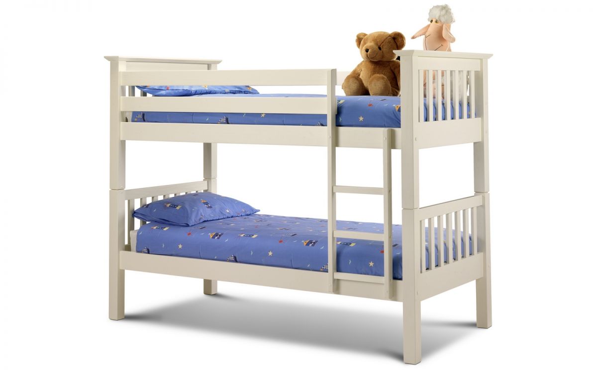 Kids Barcelona Bunk Bed - Available In Grey, Stone White or Pine - Optional Mattress