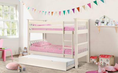 Kids Barcelona Bunk Bed - Available In Grey, Stone White or Pine - Optional Mattress
