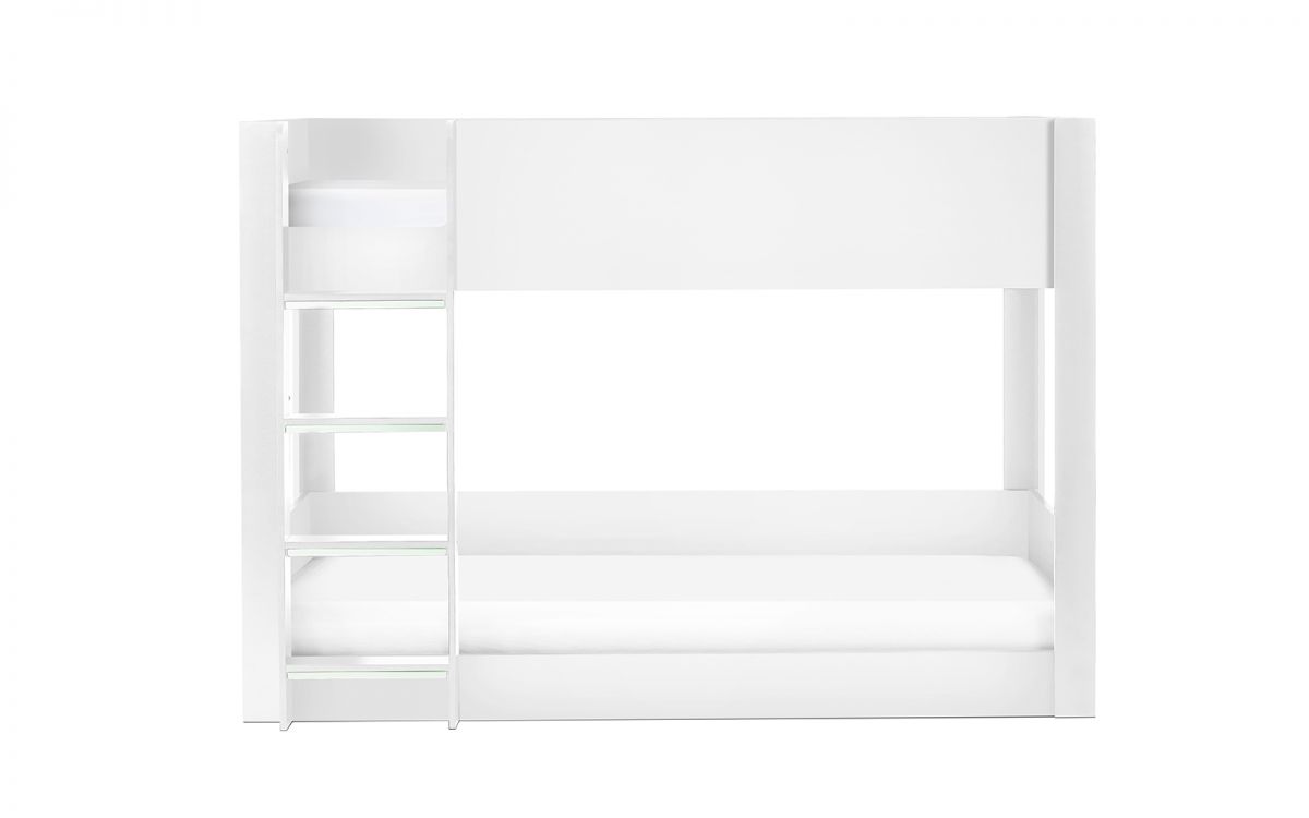 Kids Solomon Bunk Bed - All White or Rustic And Black - Optional Mattress