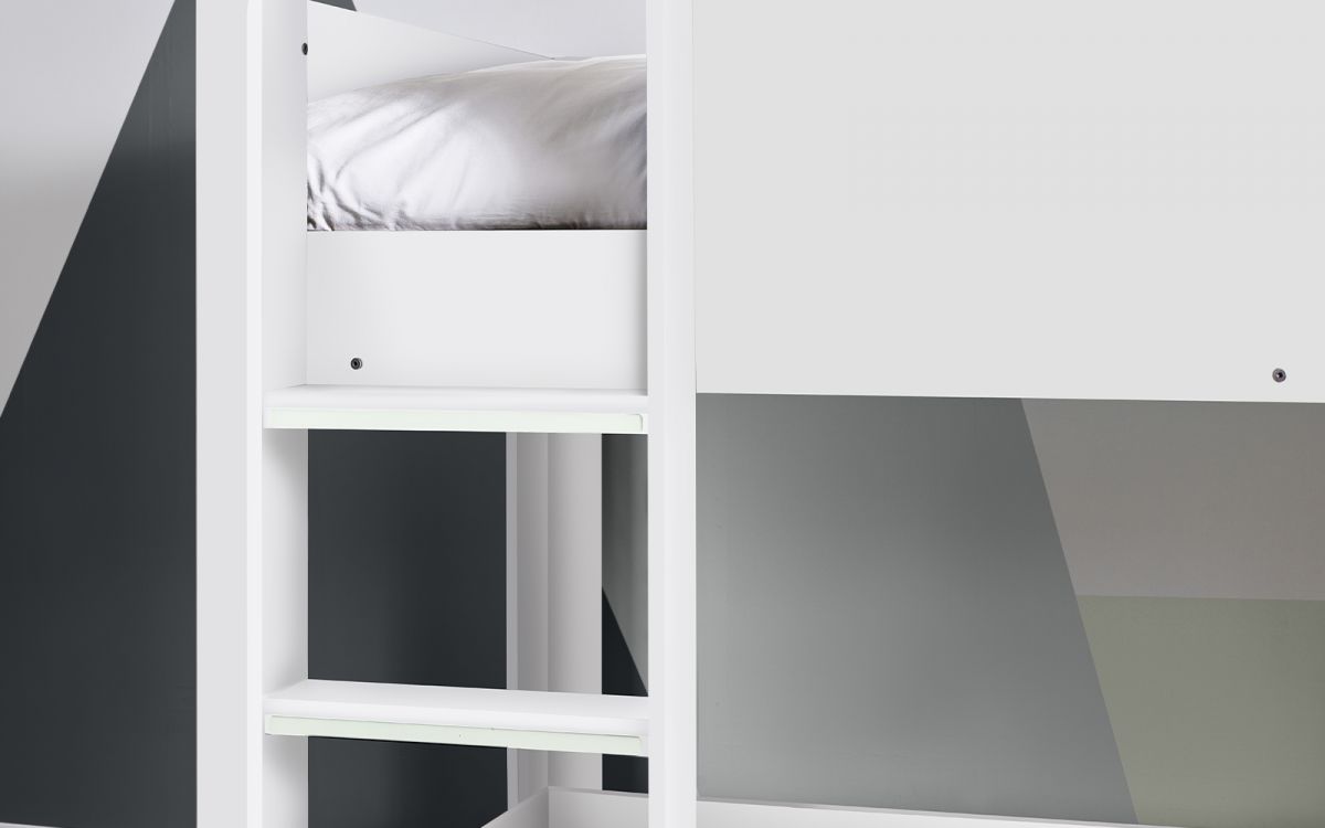 Kids Solomon Bunk Bed - All White or Rustic And Black - Optional Mattress