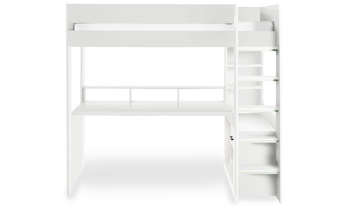 Kids Blaze Gaming Highsleeper - Available in All White or Black And Pale Wood - Optional Mattress