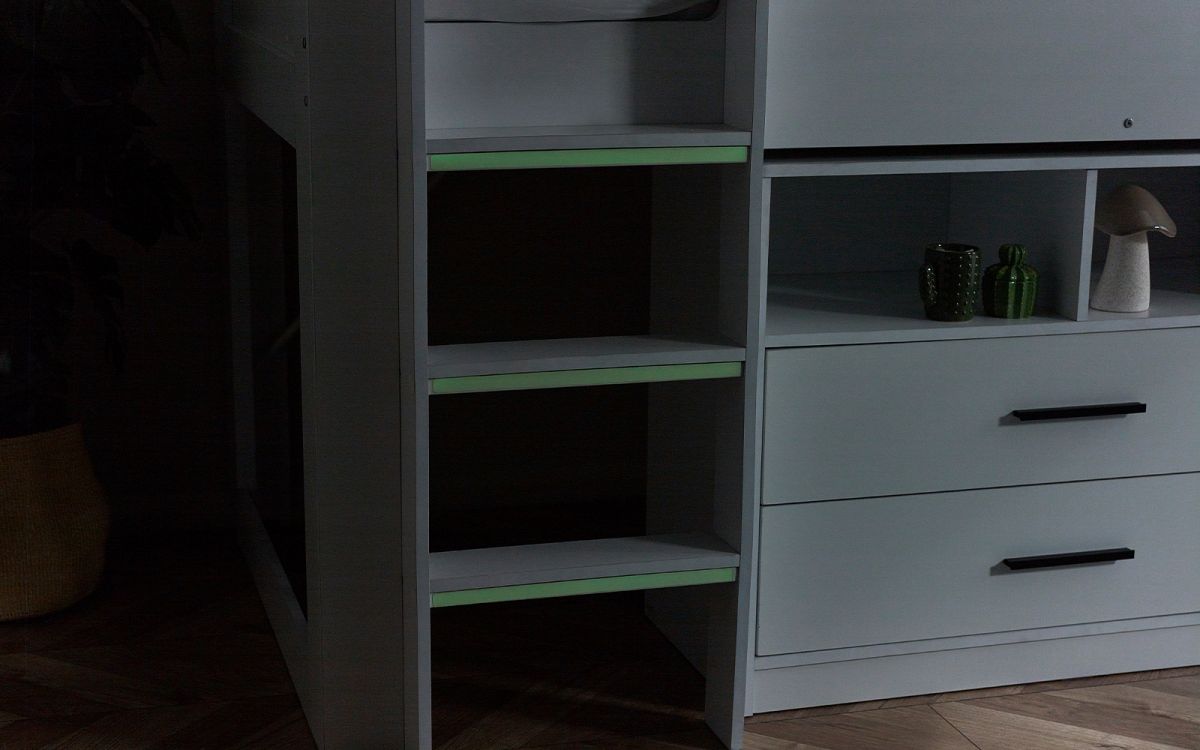 Kids Otis Midsleeper - Available in All White or Urban Rustic And Black - Mattress Option