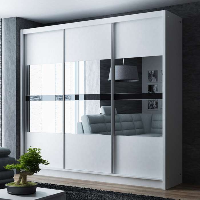 IMUTAB Wardrobe - White or Graphite With Mirror - Available in 203cm or 250cm