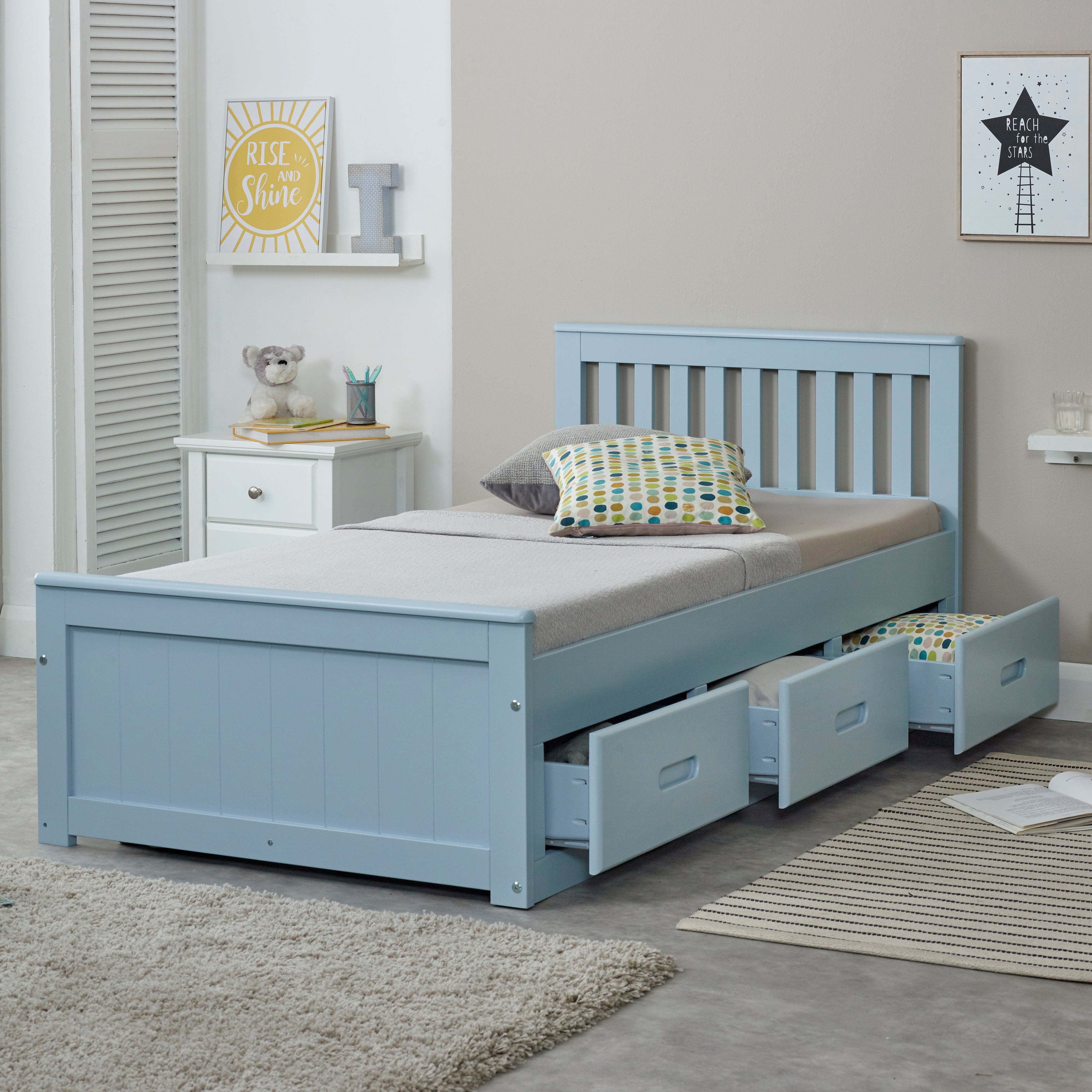 Mision Bed - Available in White, Waxed, Honey, Blue, Grey, Pink - Single(3Ft), Small Double(4Ft), Double(4"6Ft) or Kingsize (5Ft)