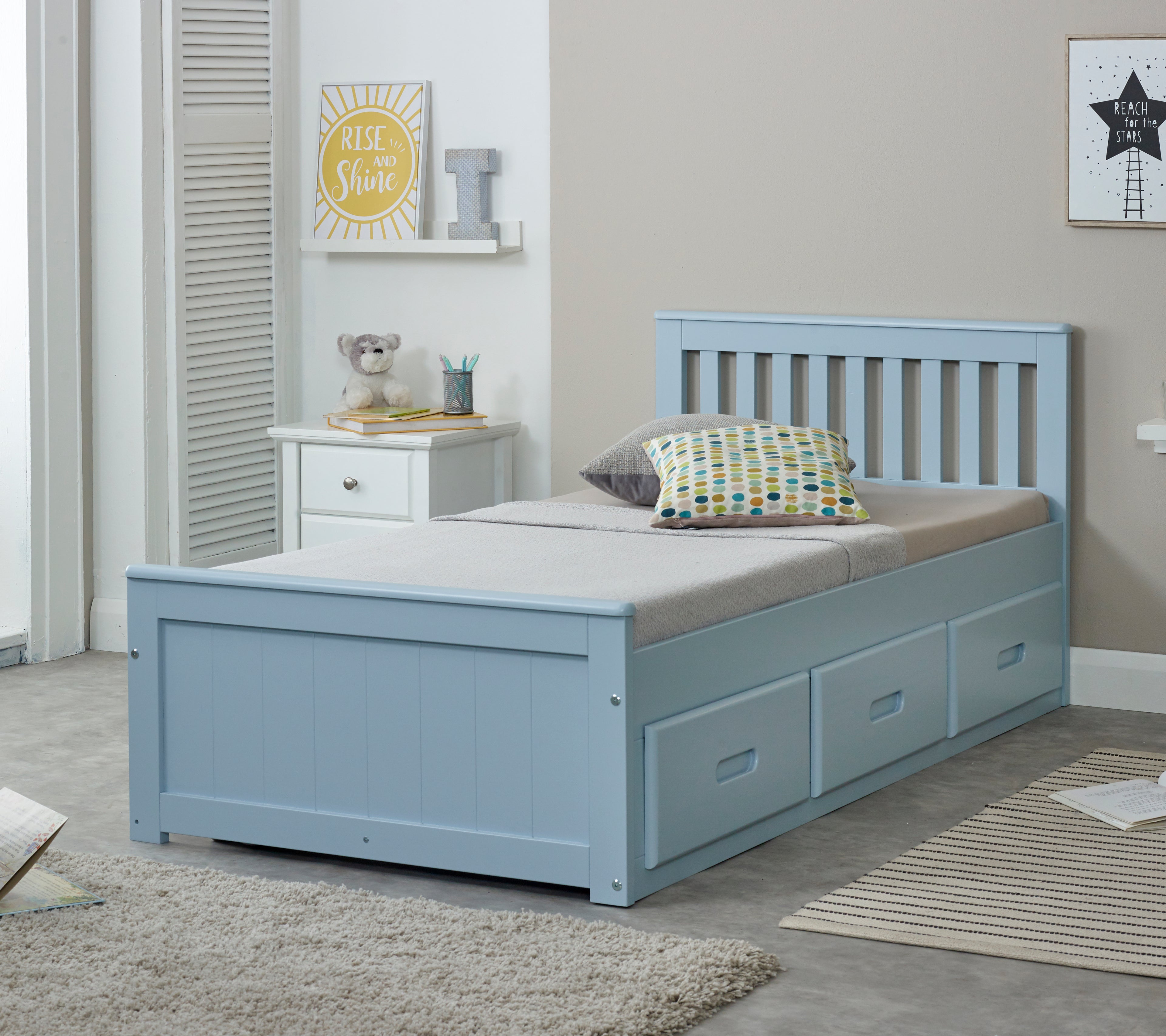 Mision Bed - Available in White, Waxed, Honey, Blue, Grey, Pink - Single(3Ft), Small Double(4Ft), Double(4"6Ft) or Kingsize (5Ft)