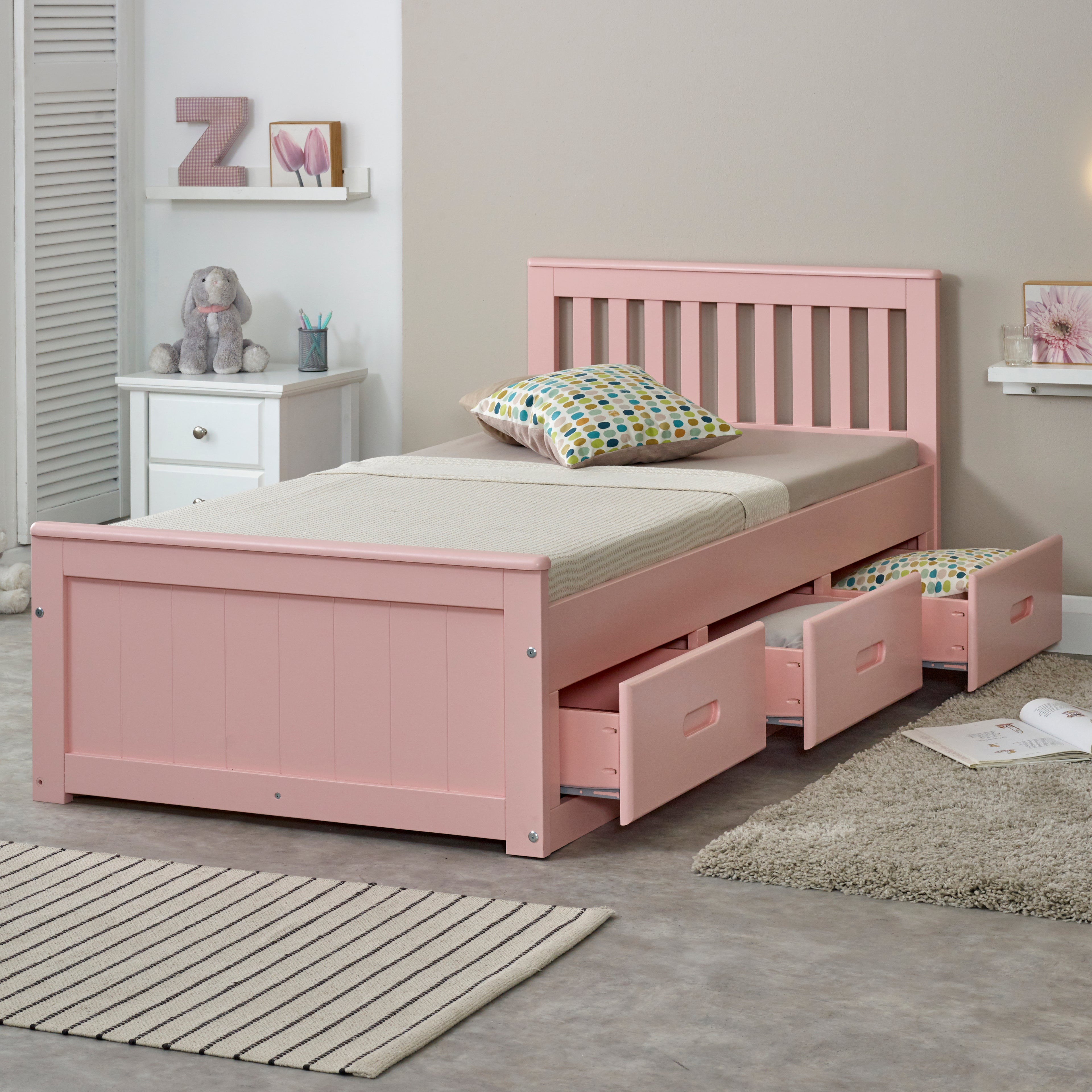 Mision Bed - Available in White, Waxed, Honey, Blue, Grey, Pink - Single(3Ft), Small Double(4Ft), Double(4"6Ft) or Kingsize (5Ft)
