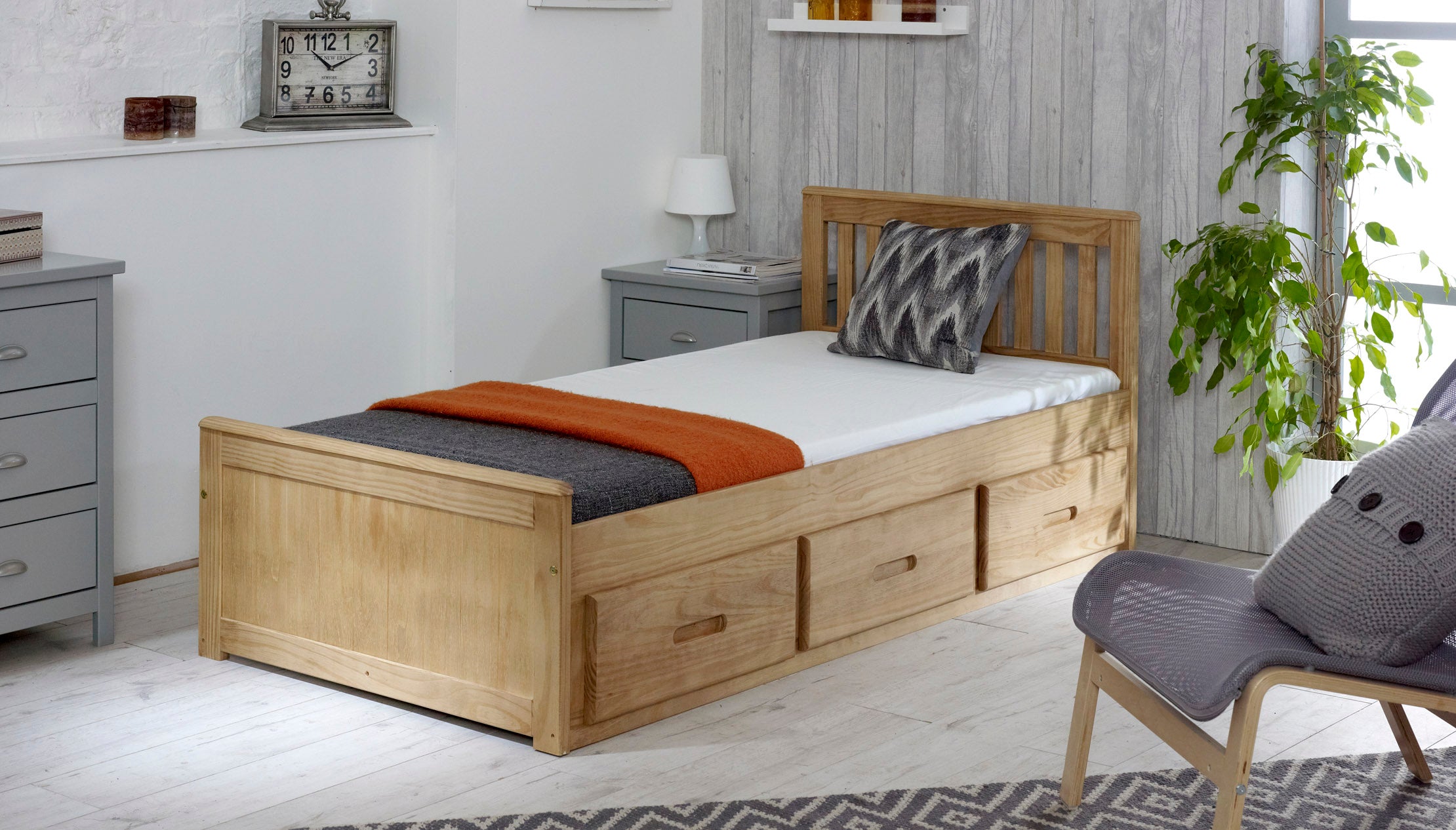 Mision Bed - Available in White, Waxed, Honey, Blue, Grey, Pink - Single(3Ft), Small Double(4Ft), Double(4"6Ft) or Kingsize (5Ft)