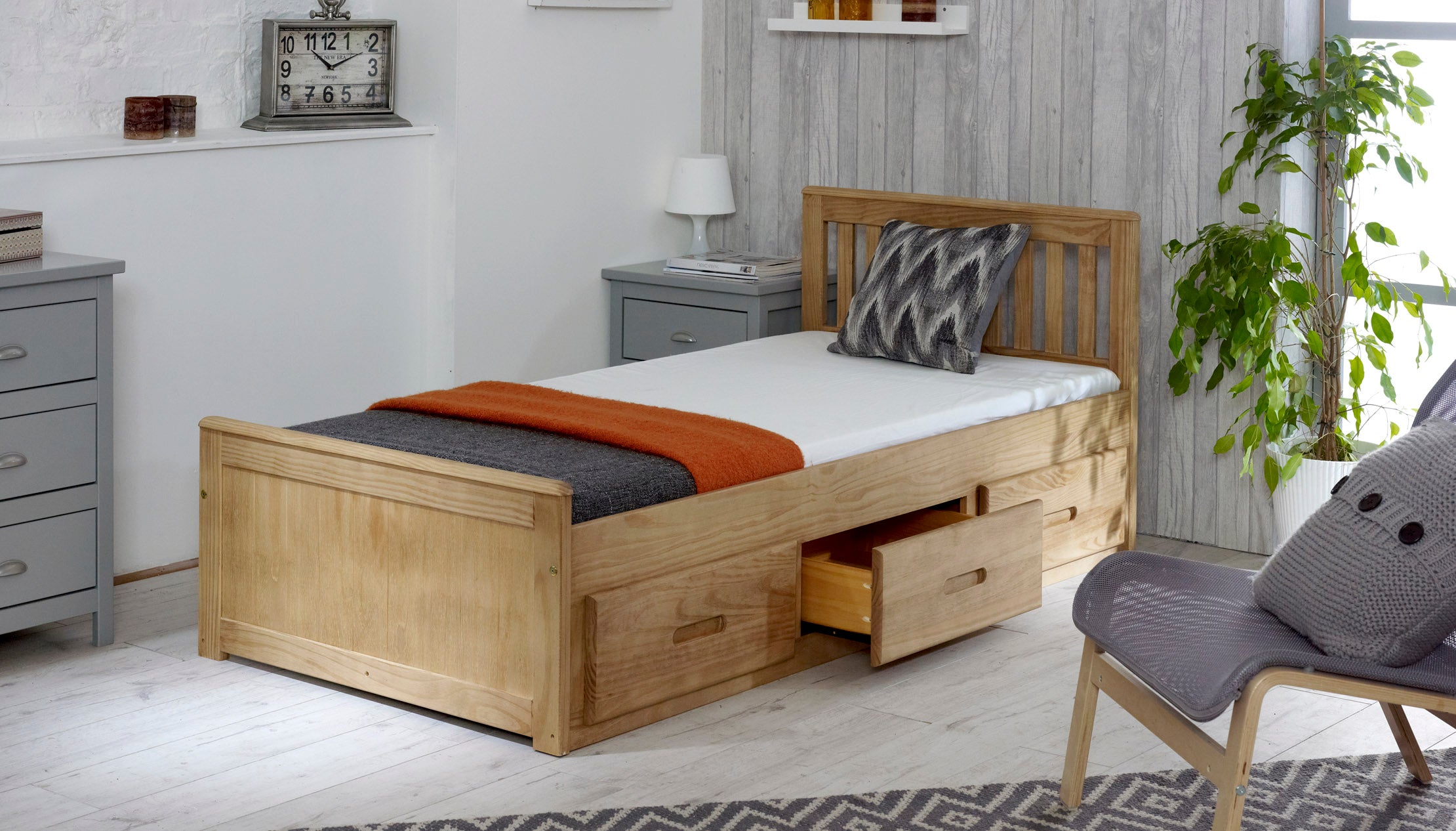 Mision Bed - Available in White, Waxed, Honey, Blue, Grey, Pink - Single(3Ft), Small Double(4Ft), Double(4"6Ft) or Kingsize (5Ft)