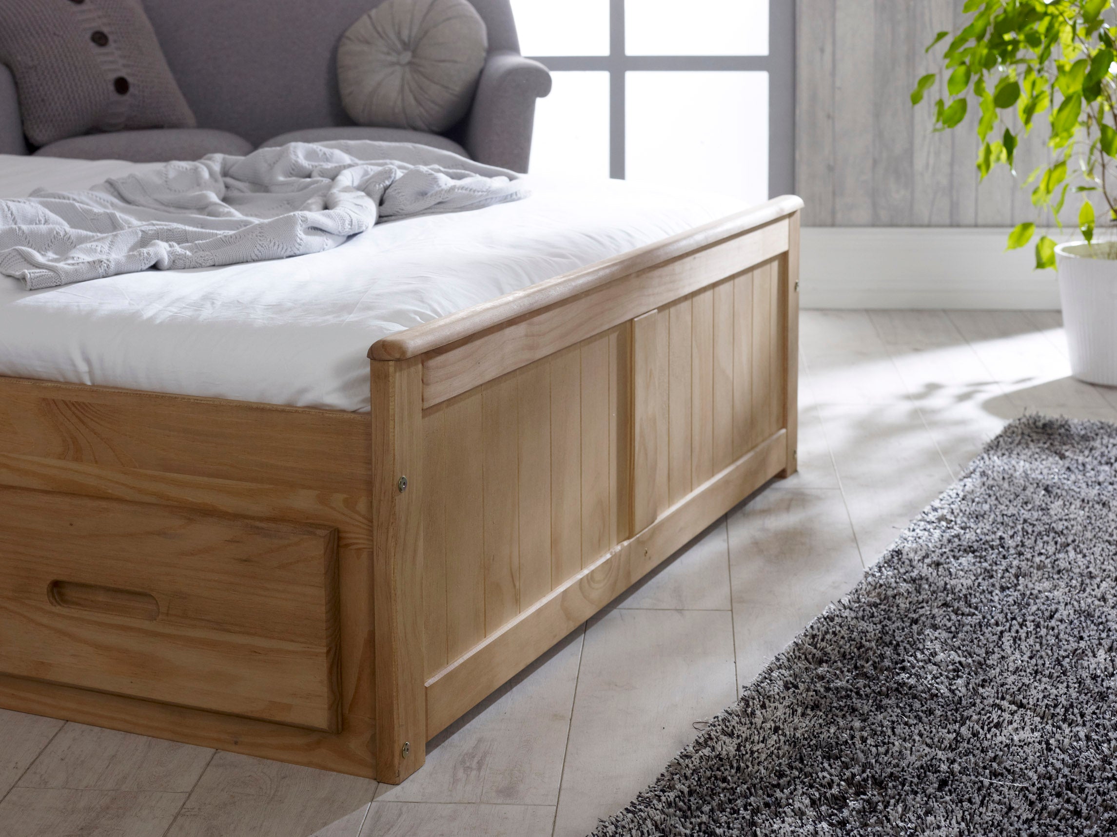 Mision Bed - Available in White, Waxed, Honey, Blue, Grey, Pink - Single(3Ft), Small Double(4Ft), Double(4"6Ft) or Kingsize (5Ft)