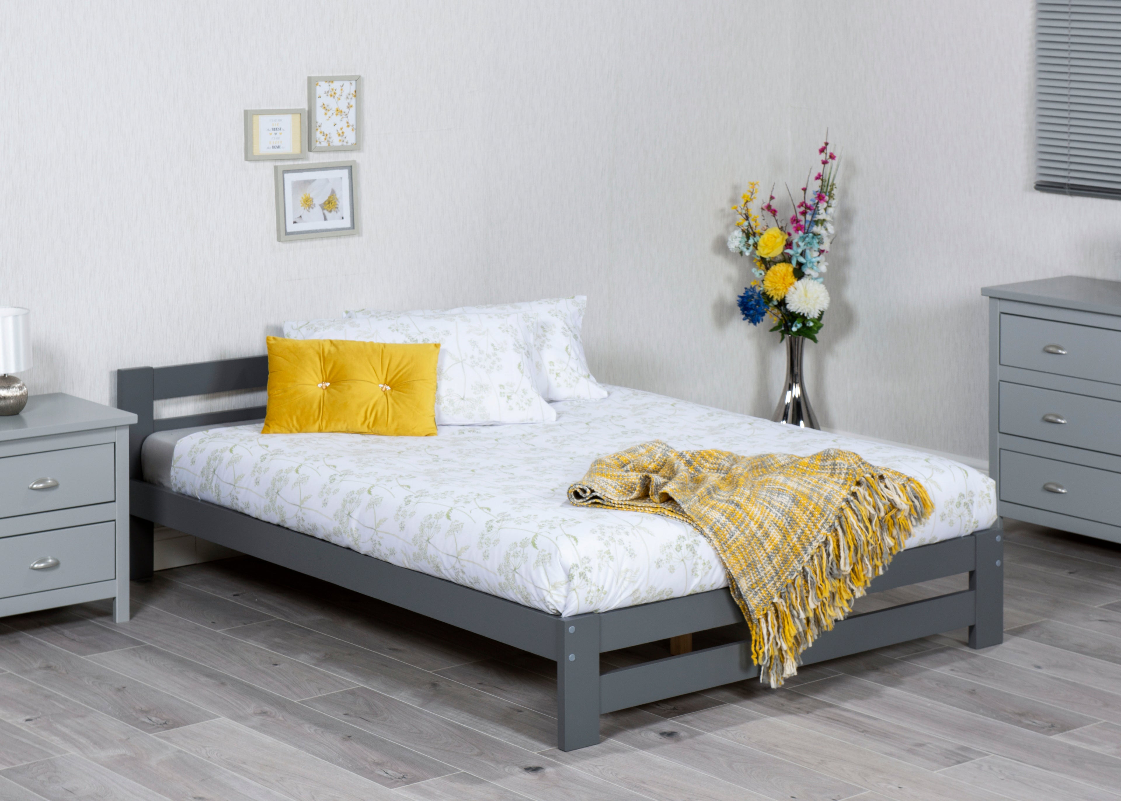 Xiamen Bed - Availabe in White or Grey - Single(3Ft), Small Double(4Ft) & Double(4"6Ft)