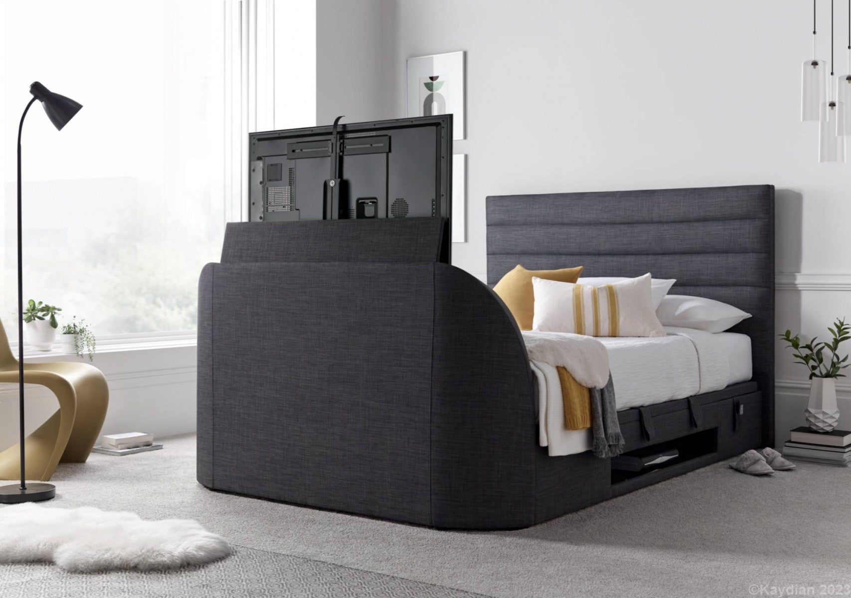 Appleton TV SideLift Storage Bed - Available in Grey or Slate - Double, KingSize & SuperKing Sizes