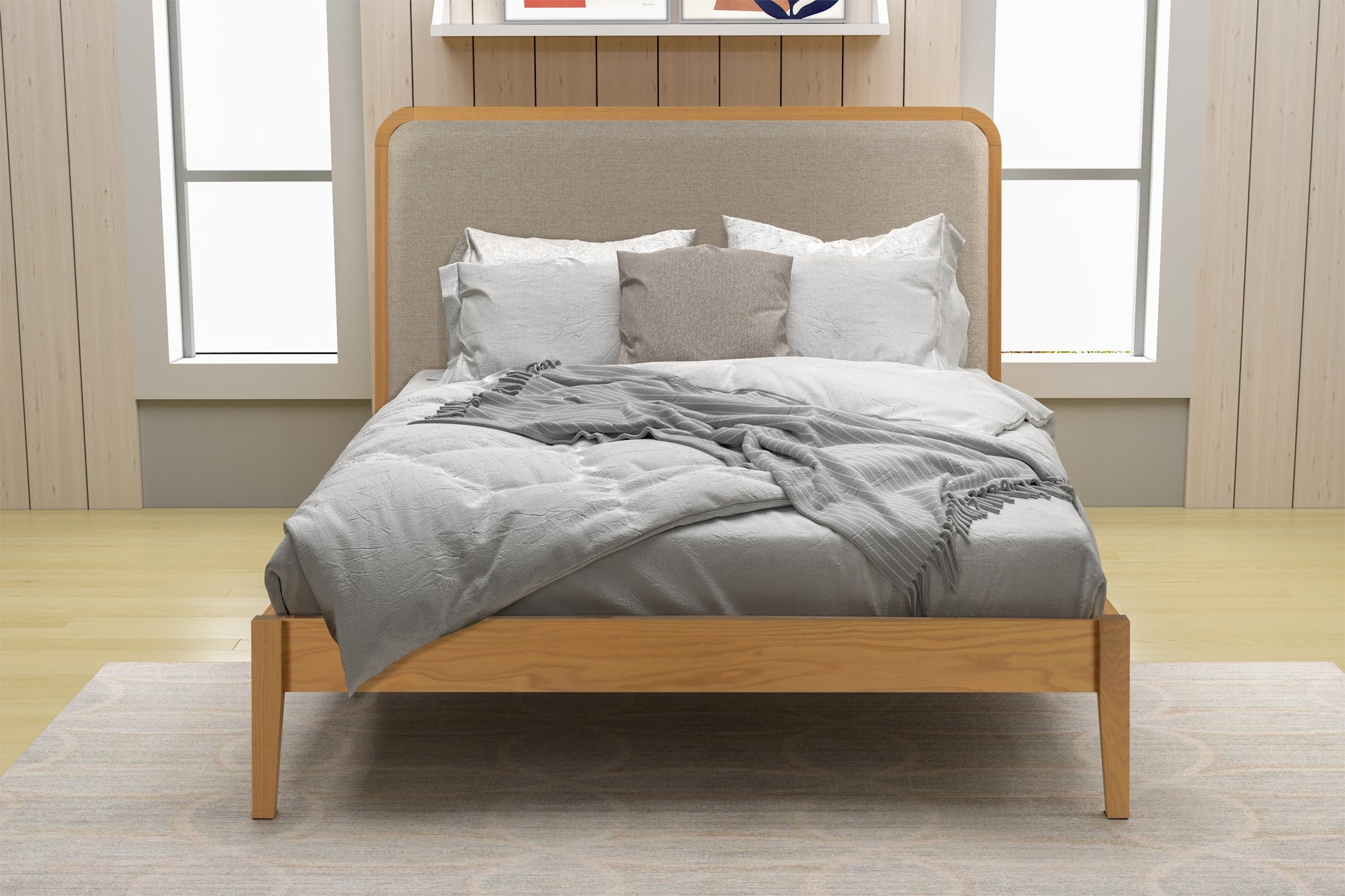 BRYNFORD Wooden Bed - Herringbone Oak