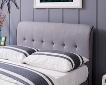 Load image into Gallery viewer, CARMEL Bed Frame &amp; Storage - End Lift Ottoman In Grey Linen With Pipe &amp; Button
