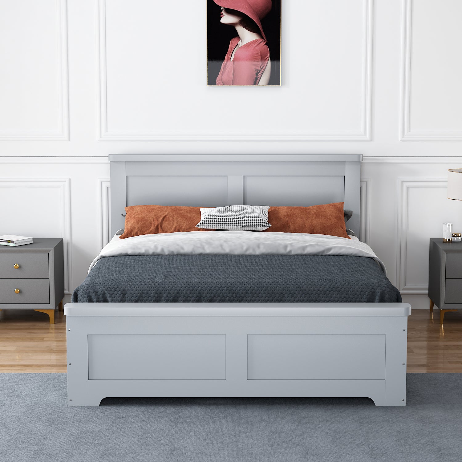 CONWAY Wooden Storage Bed With Drawers - Grey or White - Available in Double & Kingsizes
