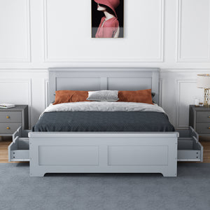 CONWAY Wooden Bed - Grey or White - 4 Drawer Option Available