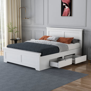 CONWAY Wooden Bed - Grey or White - 4 Drawer Option Available