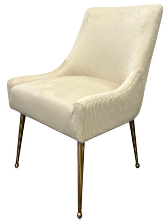 G-Milan Dark Grey Chair & Gold Legs - Available in Dark Grey or Ivory