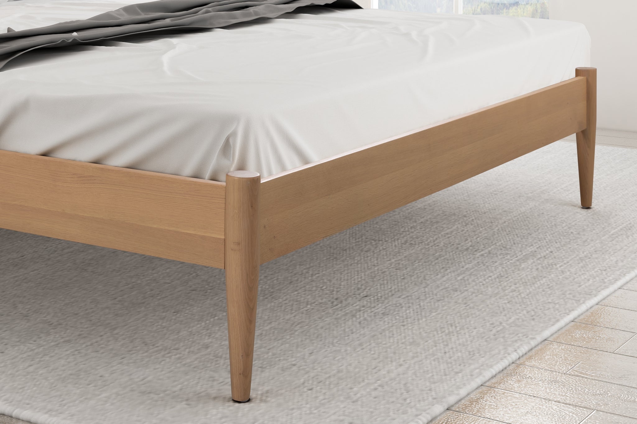 Simplistic Grosvenor Solid Light Oak Wooden Bed - Available in Double (4'6Ft) & Kingsize (5Ft)