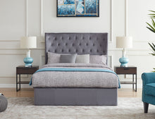 Load image into Gallery viewer, HOLWAY Bed Frame - End Lift Ottoman In Grey Plush Fabric
