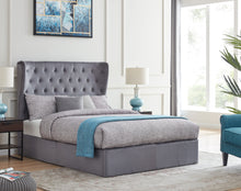Load image into Gallery viewer, HOLWAY Bed Frame - End Lift Ottoman In Grey Plush Fabric
