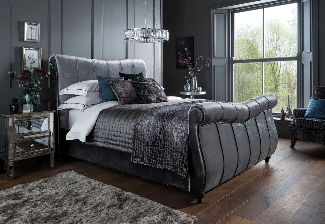 LEONA Bed Frame - Fabric / PU collection - Titanium Grey