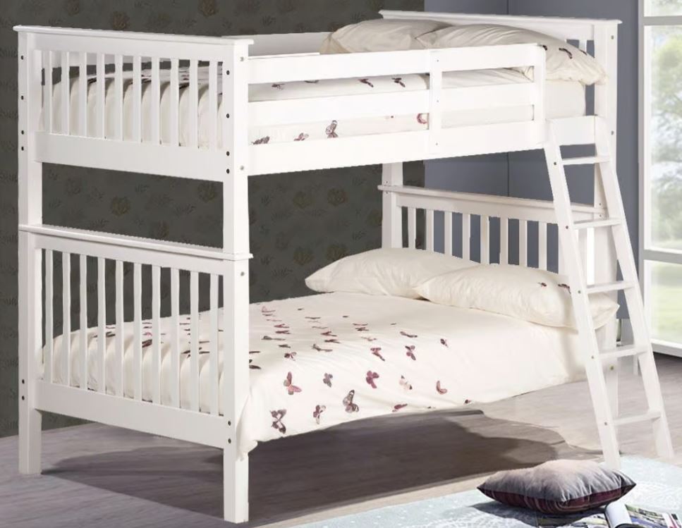 Malvern Bunk Bed - White - 4Ft Small Double - Drawer Option