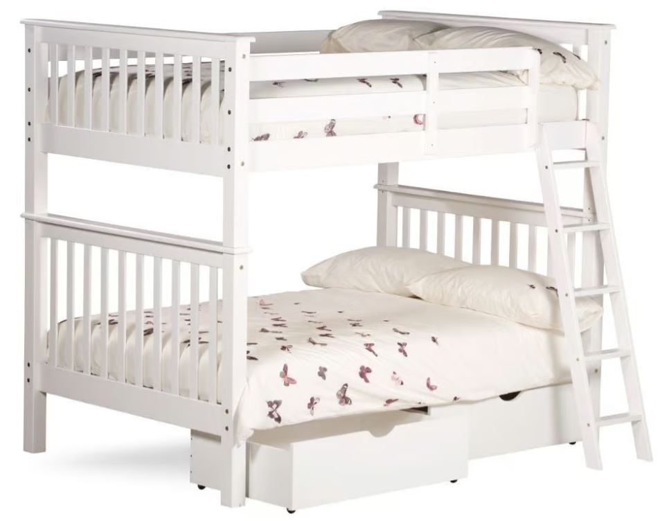 Malvern Bunk Bed - White - 4Ft Small Double - Drawer Option