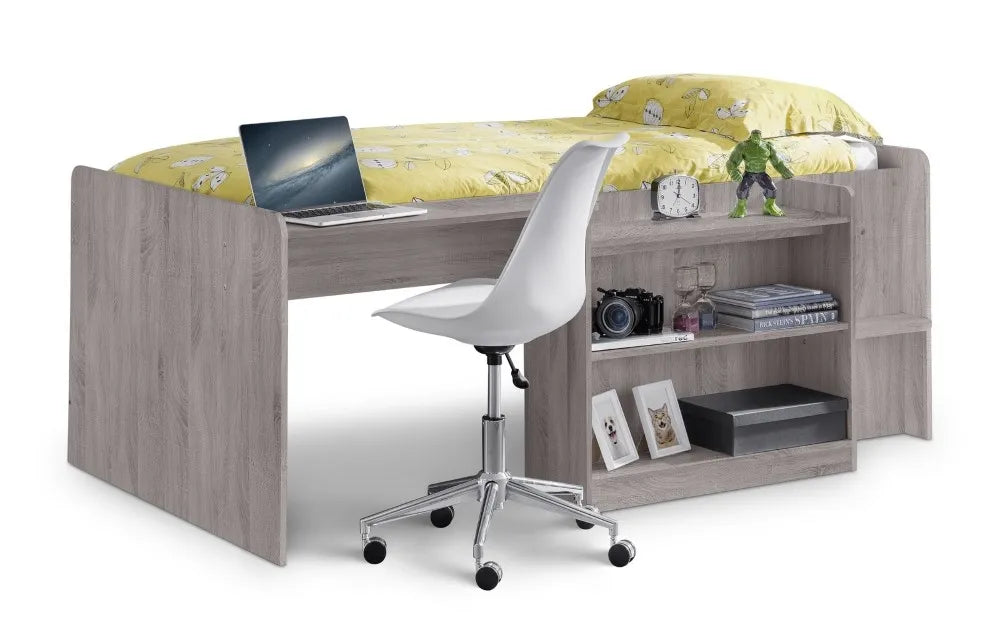 Kids Neptune Midsleeper - Available in White or Grey Oak - Mattress & Chair Option