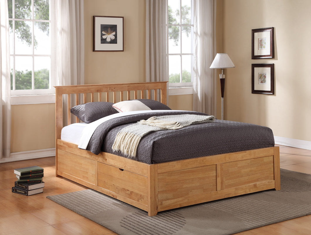 Pentre Wooden Bed - Oak or White - Drawer Option Available