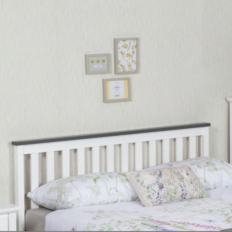 Shanghai Bed - White & Grey - Available in Single(3Ft), Small Double(4Ft), Double(4"6Ft) & KingSize (5Ft)