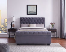 Load image into Gallery viewer, WHITFORD Bed Frame - Side Ottoman In Grey Plush Fabric
