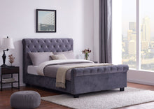 Load image into Gallery viewer, WHITFORD Bed Frame - Side Ottoman In Grey Plush Fabric
