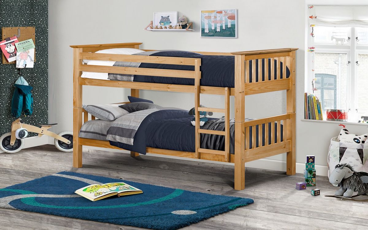 Kids Barcelona Bunk Bed - Available In Grey, Stone White or Pine - Optional Mattress