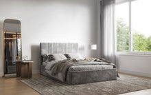 Load image into Gallery viewer, Silver or Mink Sonar Velvet Ottoman Bed - Available in Double Or KingSize
