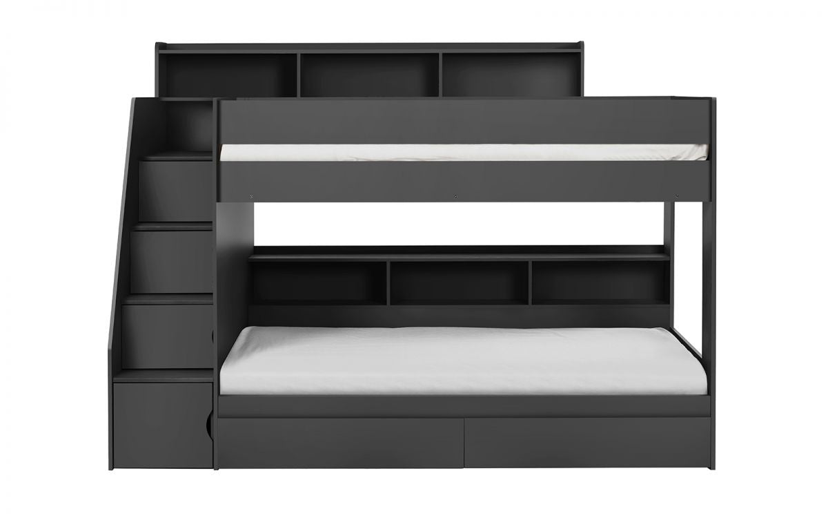 Kids Camelot Staircase Bunk With Storage - Available in Anthracite or White - Optional Mattress