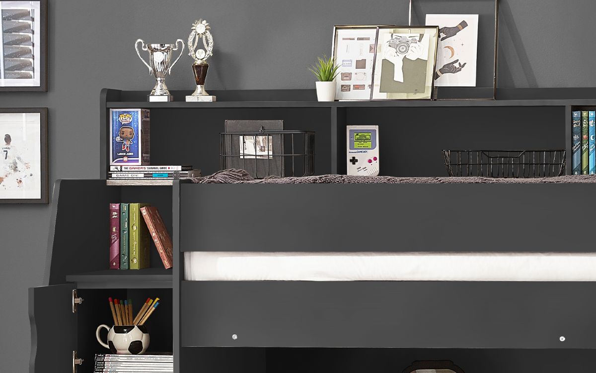 Kids Camelot Staircase Bunk With Storage - Available in Anthracite or White - Optional Mattress