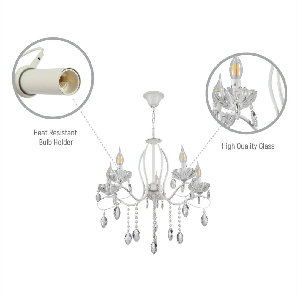 Aquila Tabitha Mediterranean Elegant Transitional Elizabeth Style Crystal Chandelier Ceiling Light E14 - Available in 6, 8 & 12 Candle