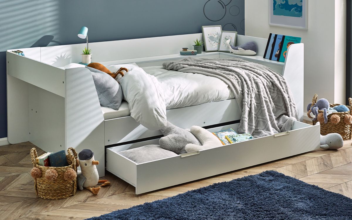 Luxury Cyclone Daybed - Taupe or White - With Under Bed Drawer