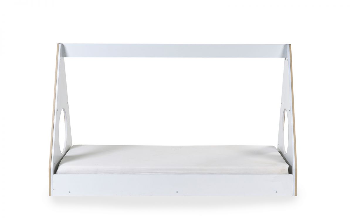 Kids Festival Tent Bed - White & Wood Finish - Optional Mattress