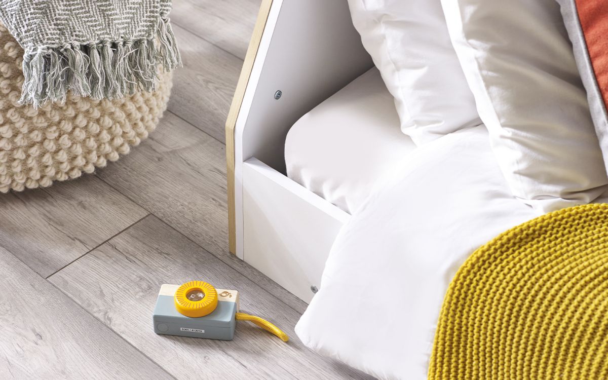 Kids Festival Tent Bed - White & Wood Finish - Optional Mattress