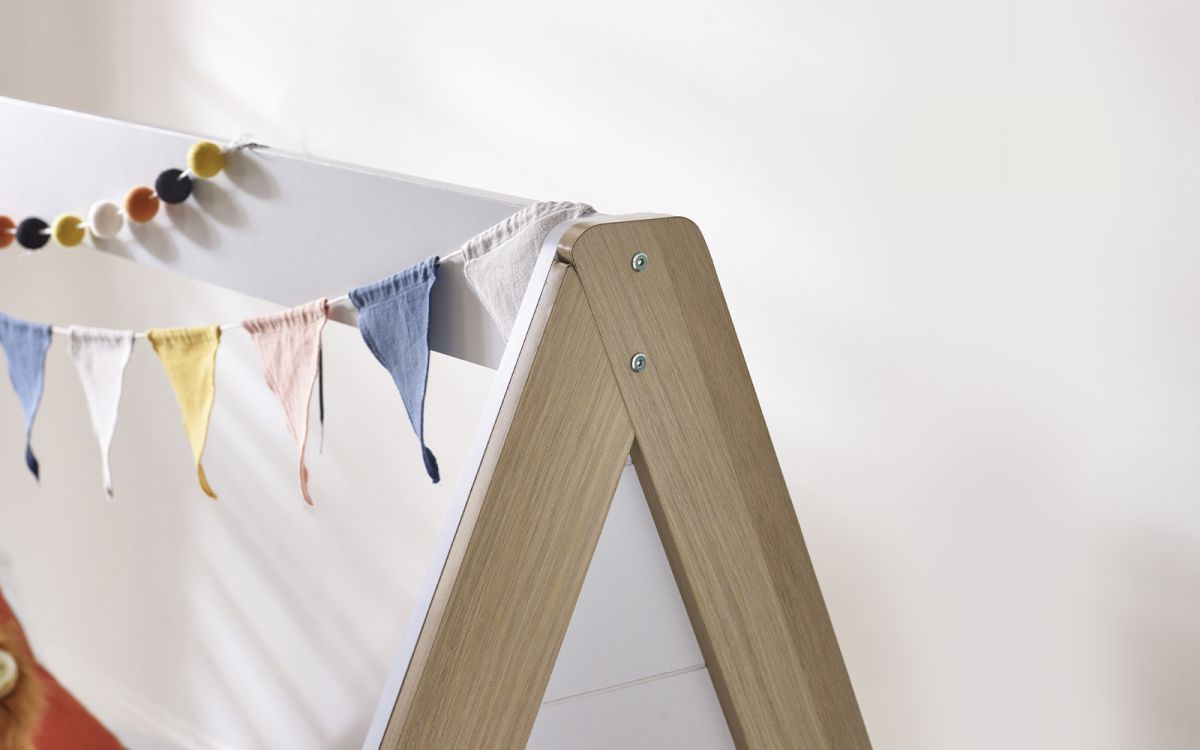 Kids Festival Tent Bed - White & Wood Finish - Optional Mattress