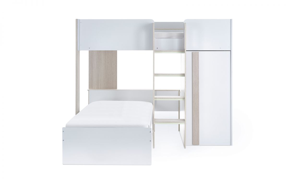 Kids Horizon Bunk Bed - Pale Wood And White - Optional Mattress