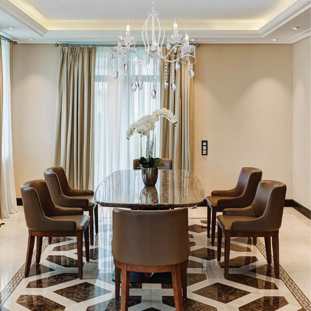 Aquila Tabitha Mediterranean Elegant Transitional Elizabeth Style Crystal Chandelier Ceiling Light E14 - Available in 6, 8 & 12 Candle