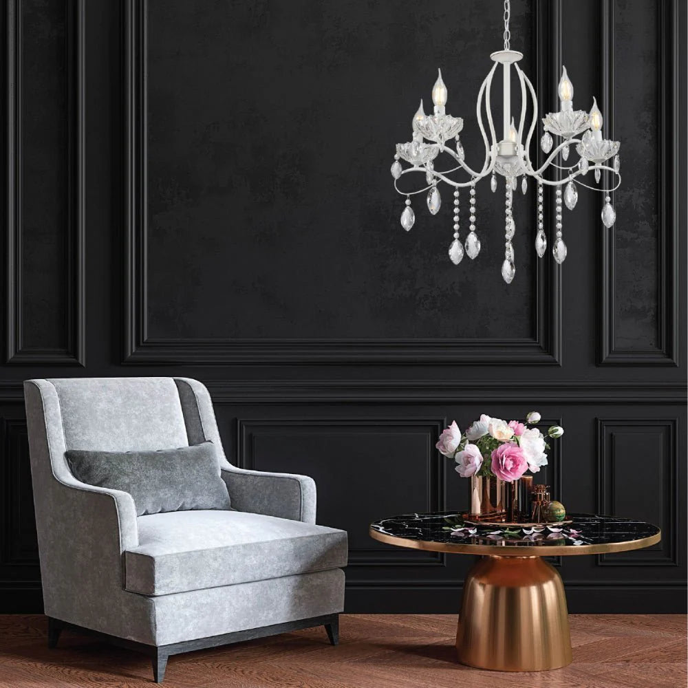 Aquila Tabitha Mediterranean Elegant Transitional Elizabeth Style Crystal Chandelier Ceiling Light E14 - Available in 6, 8 & 12 Candle