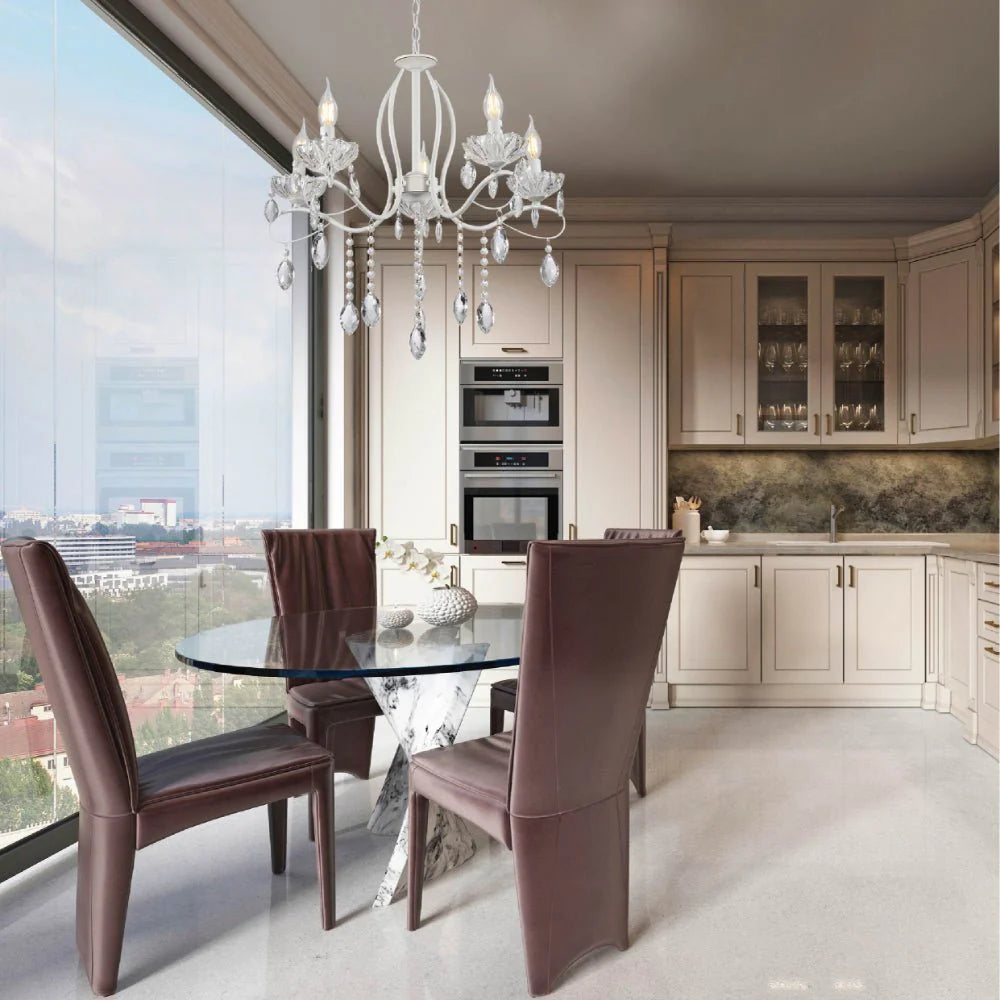 Aquila Tabitha Mediterranean Elegant Transitional Elizabeth Style Crystal Chandelier Ceiling Light E14 - Available in 6, 8 & 12 Candle