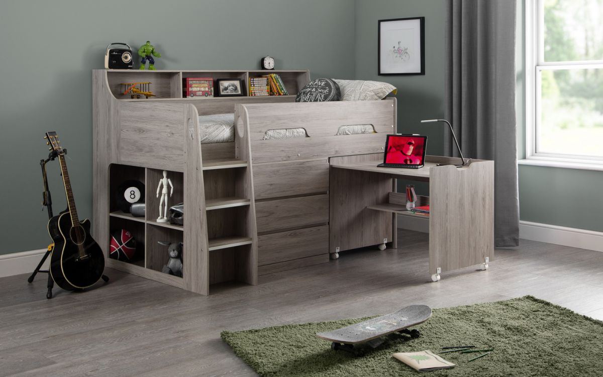 Jupiter Midsleeper - Available in White, Anthracite or Grey Oak - Mattress option