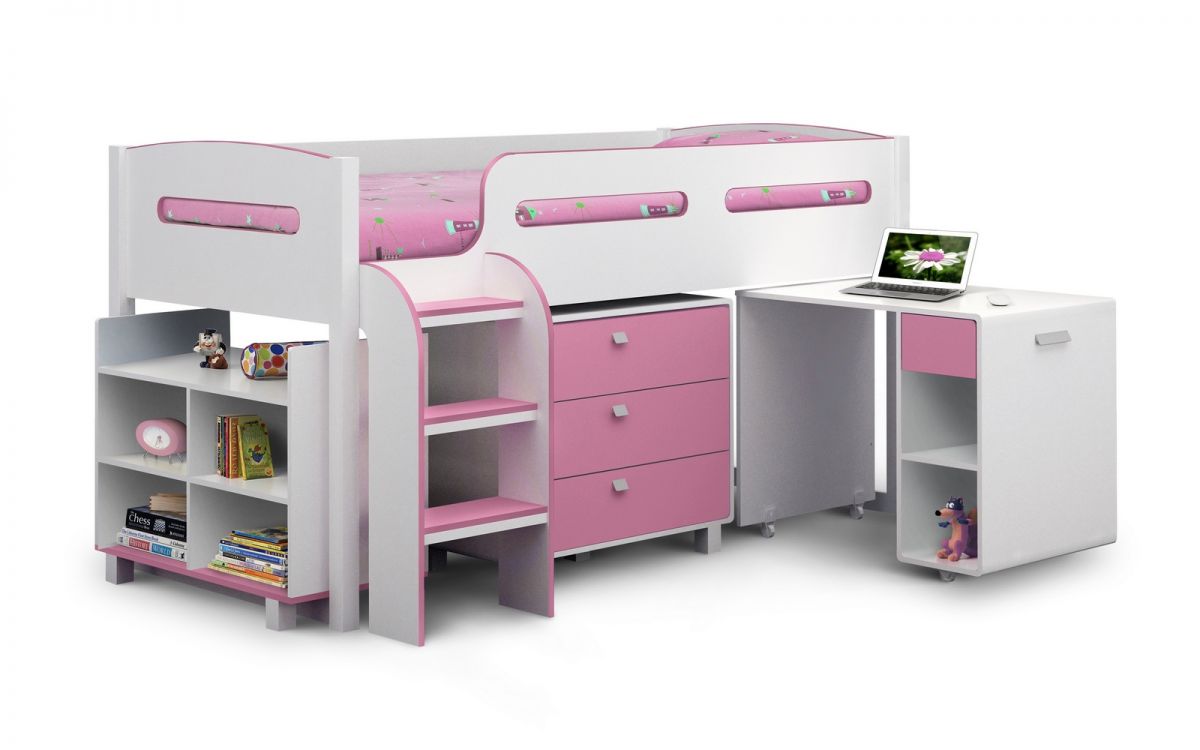 Kids Kimbo Cabin Bed - Available in Sonoma Oak or Pink - Mattress Option