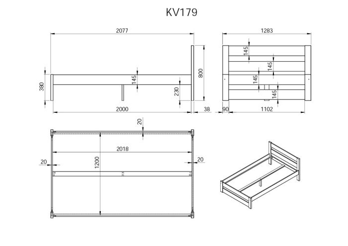Noomi Tera Solid Wood Small Double Bed -  Grey or White - Mattress Options Available