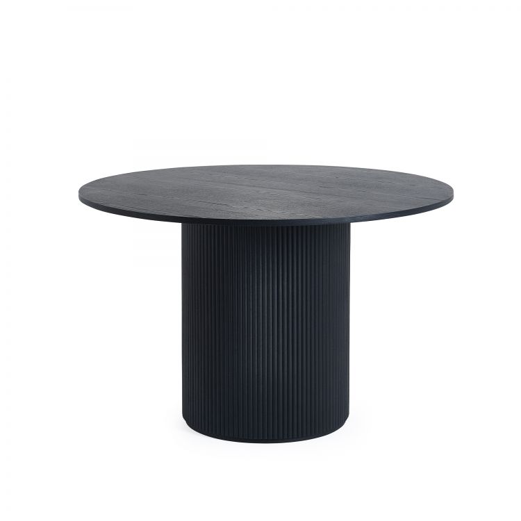 Louis Black Fluted Round Dining Table - 120cm D x 120cm W x 76cm H