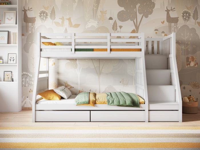 Wooden Lunar Triple Bunk Bed Grey - Available in Grey Or White
